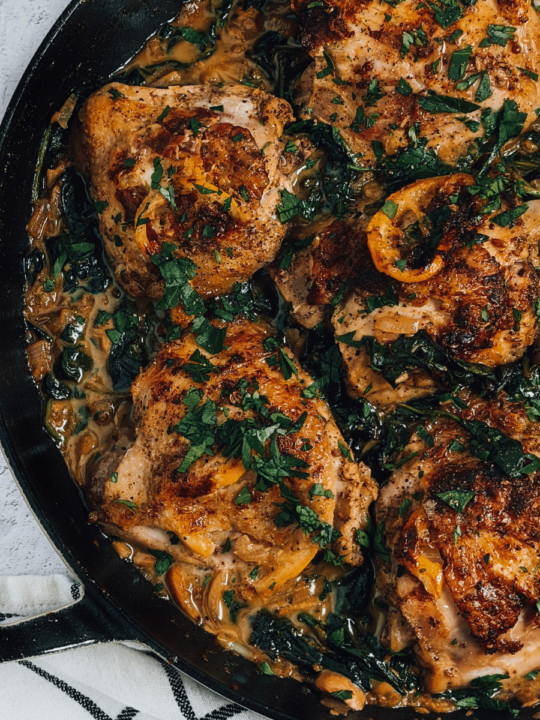 Sheet pan chicken thighs with chickpeas - Mandy Olive